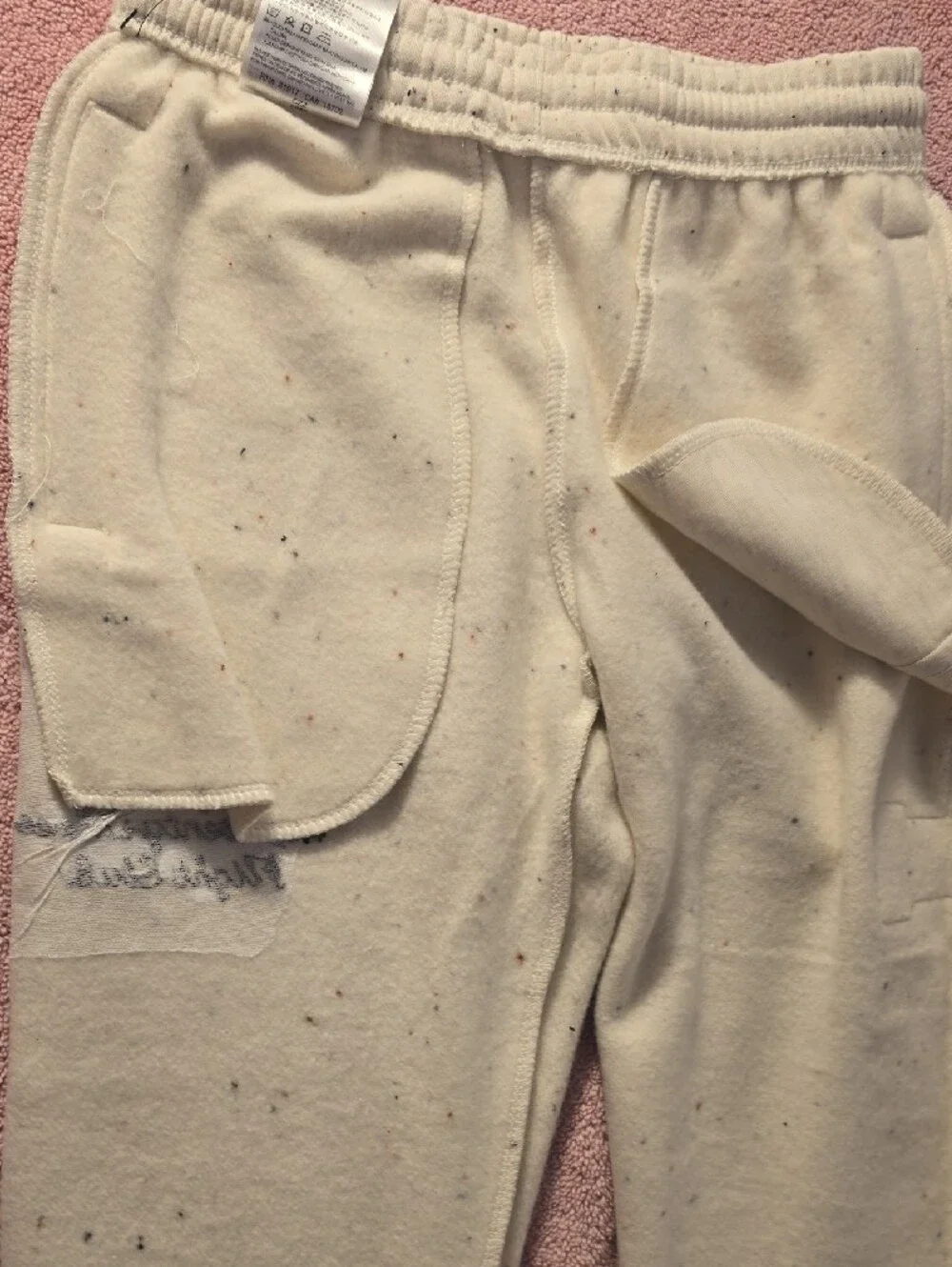Jordan Kids Cream Speckled Joggers with Red Stripe Unisex
